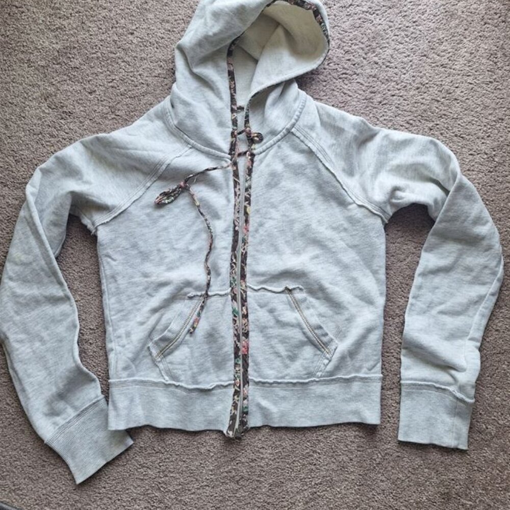 Vintage  Free People Zip Up Hoodie Jacket in Oatmeal